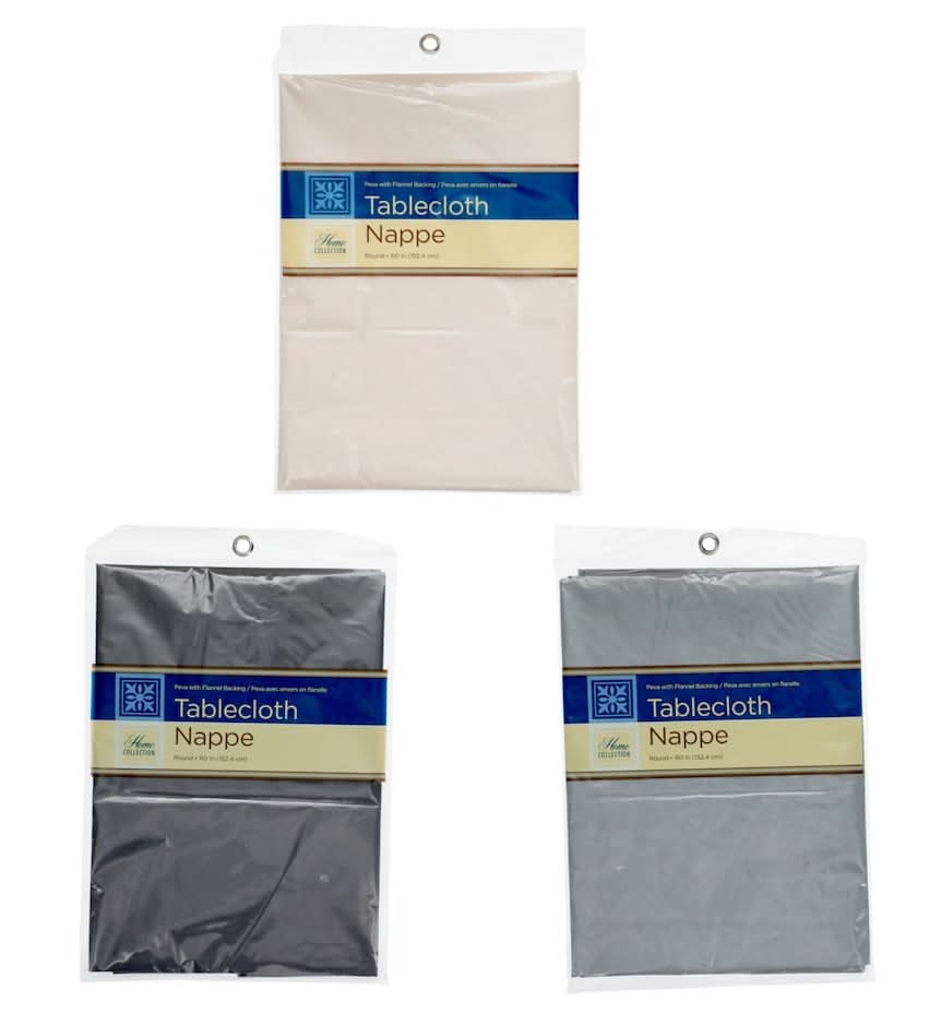 Home Collection Solid Color Tablecloths with Flannel Backings