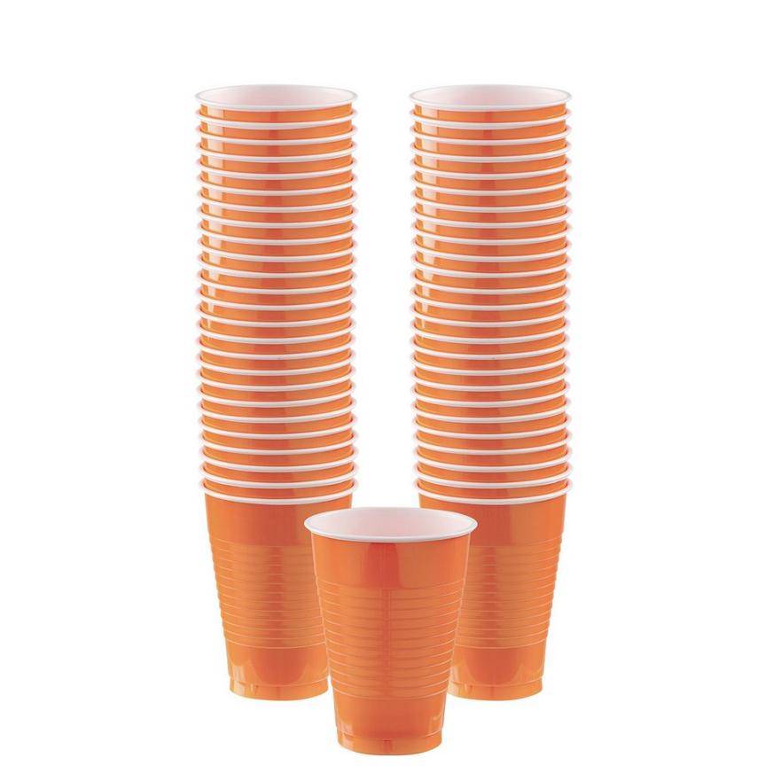 Party City Plastic Cups, Orange (50 ct)