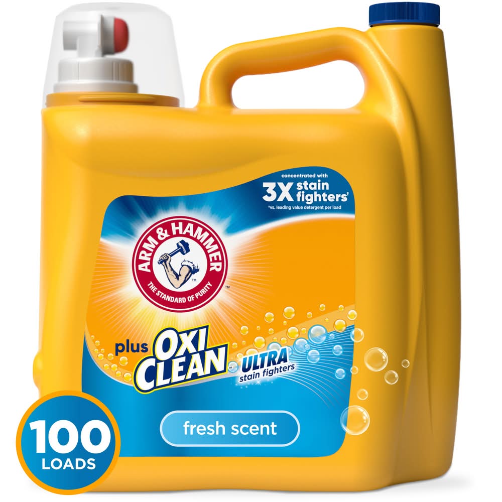 Arm & Hammer Plus Oxiclean Ultra Stain Fighters Liquid Laundry Detergent, Fresh (130 fl oz)