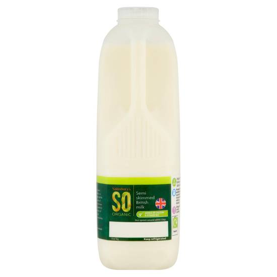 Sainsbury's British Semi Skimmed Milk,  SO Organic 1.13L (2 pint)