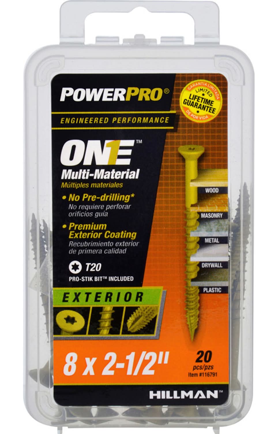 Hillman Power Pro No. 8 Ga. X 2-1/2 In. L Star Flat Head Coarse Multi-Material Screws