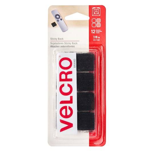 Velcro Sticky Back Squares, Black (12 ct)