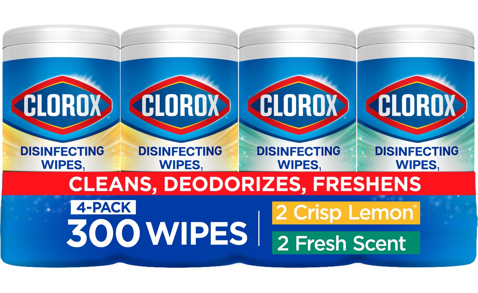 Clorox 300 -Count Crisp Lemon/ Fresh Disinfectant Wipes All-Purpose Cleaner 4 -Pack