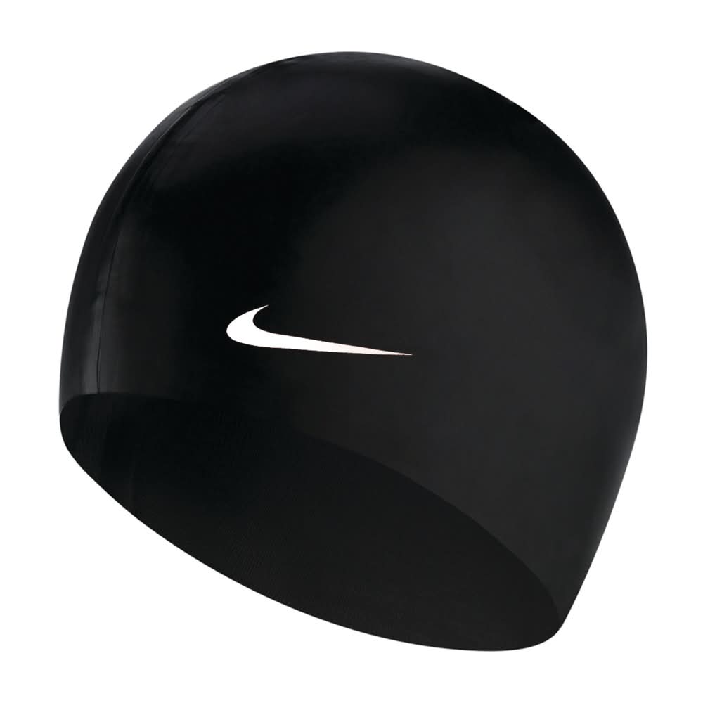 Nike Swim Solid Silicone Swim Cap (Black White, One Size)