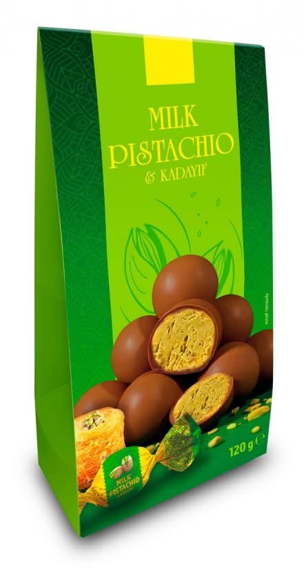 Bombones de chocolate con leche rellenos de crema estilo Dubai Millano 120 g.