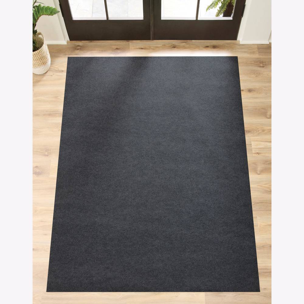 Project Source 6 X 8 (ft) Charcoal Indoor/Outdoor Solid Area Rug | CWDLN05PJSL1