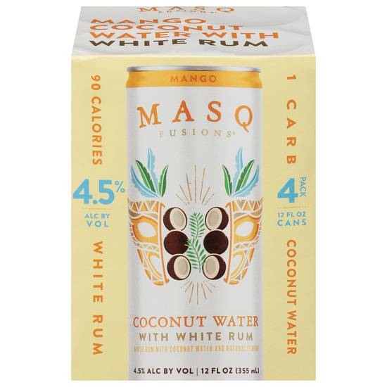 Masq Coconut Water With White Rum (4 pack, 12 fl oz) (mango)