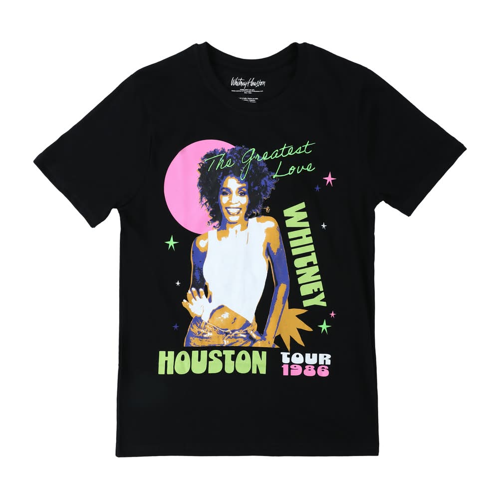 Whitney Houston 1986 Tour Graphic Tee Medium Black