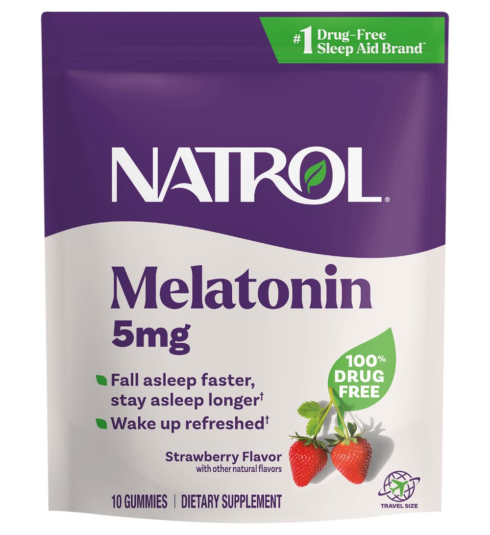 Natrol Gummies Sleep 10 mg Strawberry Melatonin Travel Size