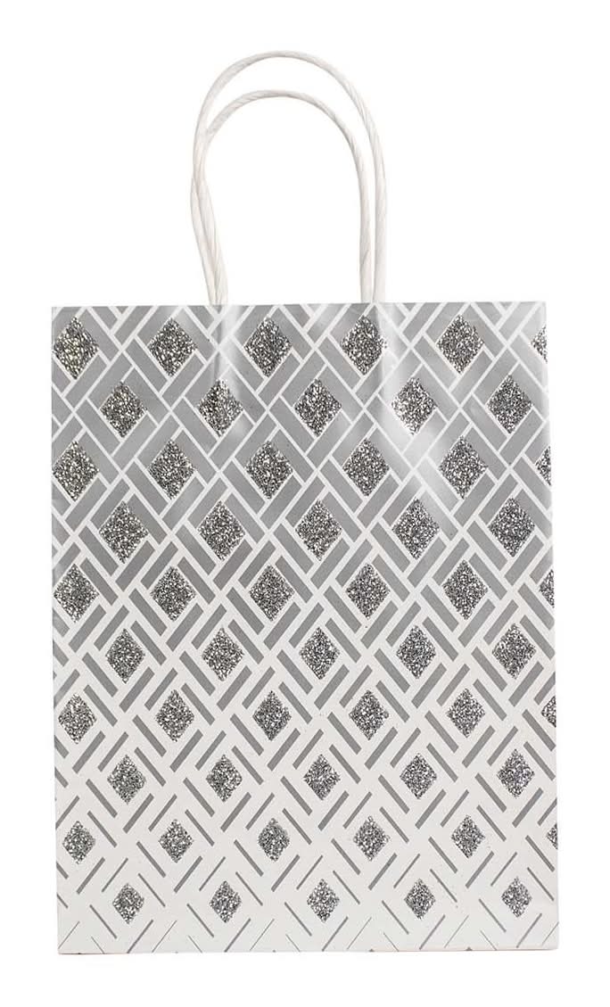 Embossed Silver Gift Bag Medium 1 Ct