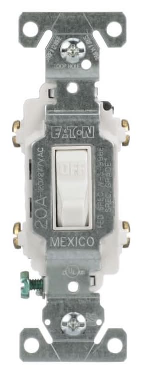 Eaton 20-amp Double pole Toggle Light Switch , White