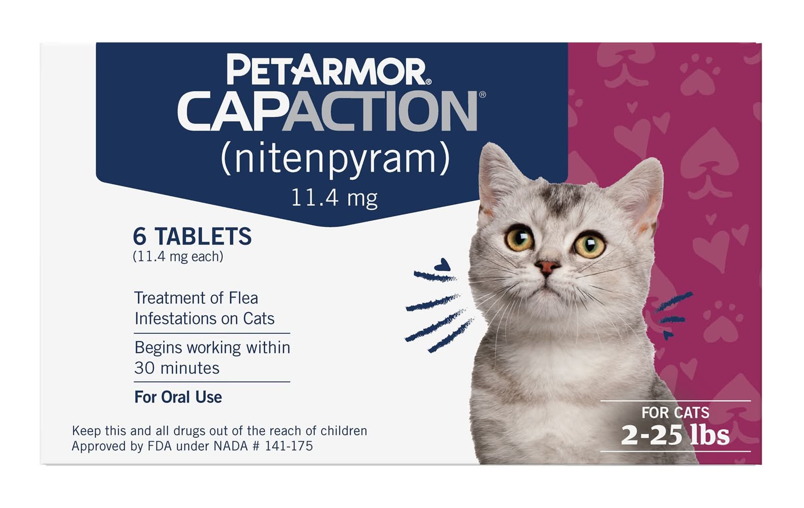 PetArmor® CapAction Fast-Acting Oral Flea Treatment for Cats 2-25 lbs, 6 doses