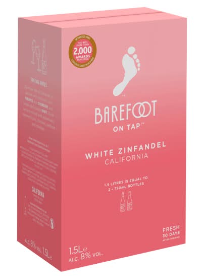 Barefoot On Tap White Zinfandel Rosé Wine (1.5L)