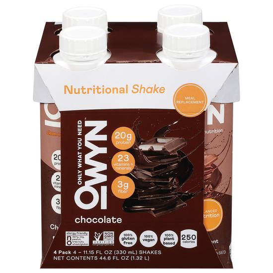 Owyn Chocolate Meal Replacement (4 ct, 11.15 fl oz)