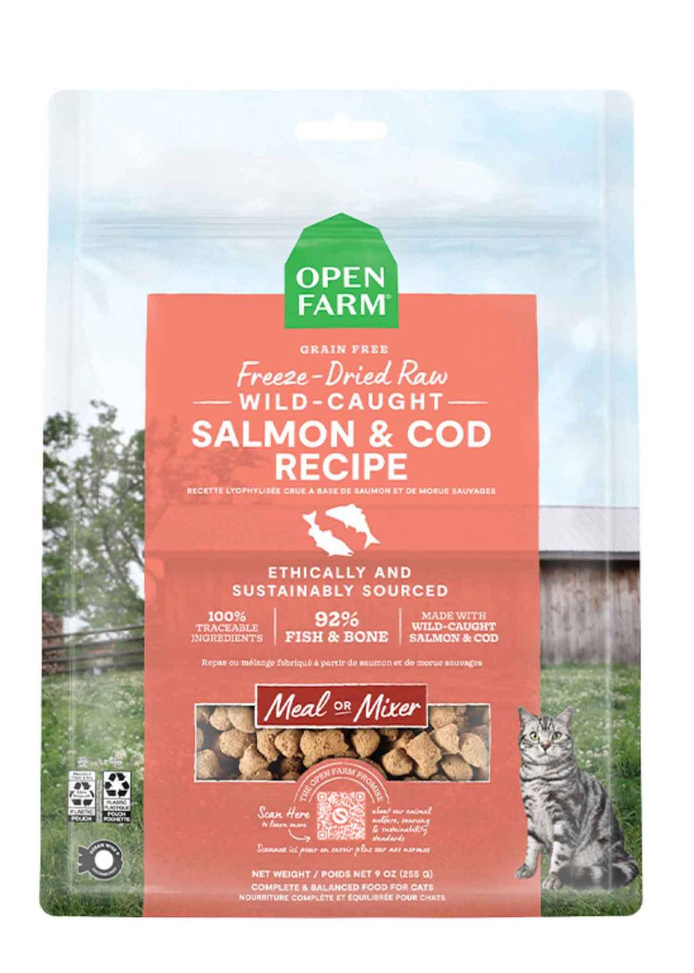 Open Farm Grain Free Freeze Dried Raw Wild Caught Salmon & Cod Recipe Cat Food, 3.5 Ounces