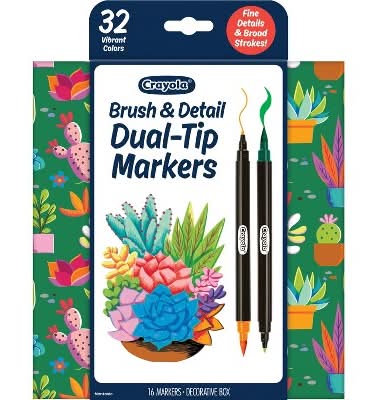 Crayola Brush & Detail Dual Tip Markers, Assorted (0.18 oz, 16 ct)