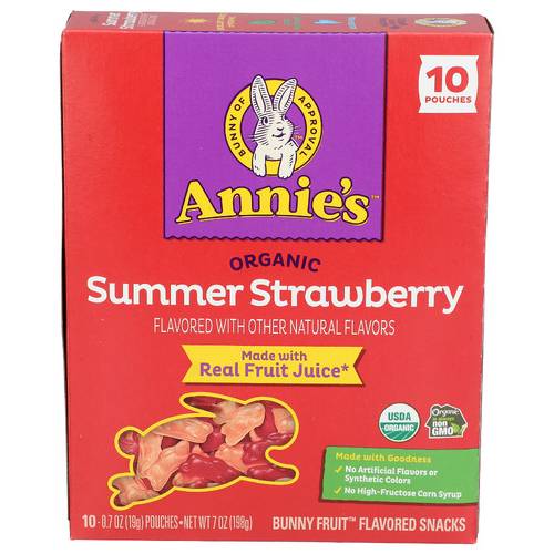 Annie's Homegrown Organic Summer Strawberry Fruit Snacks 10 Pack