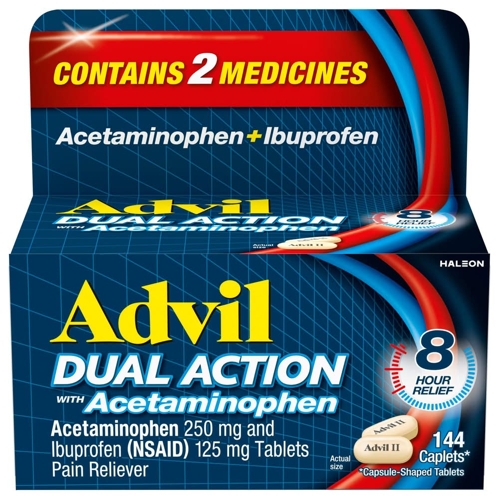 Advil Dual Action With Acetaminophen + Ibuprofen Caplets (144 ct)