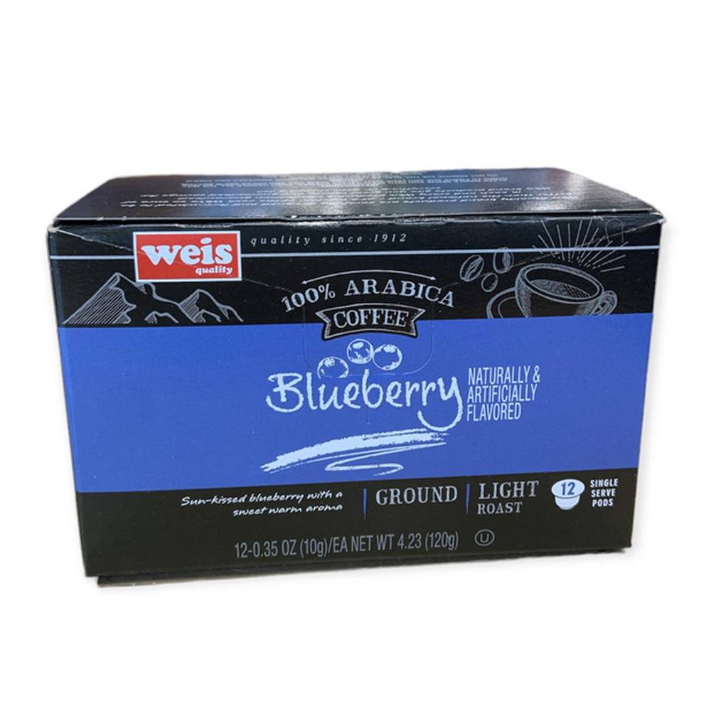 Weis 100% Arabica Light Roast Coffee Pods, Blueberry (0.35 oz, 12 ct)