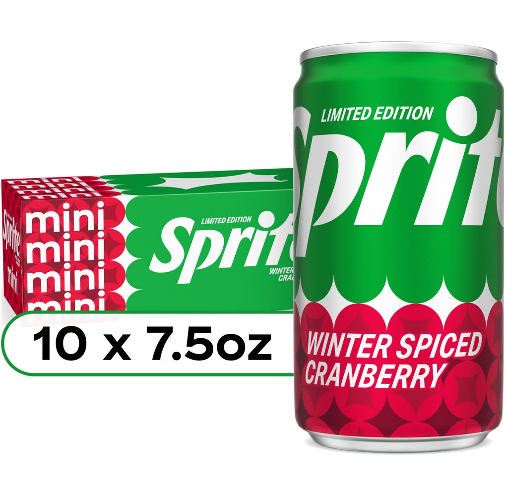 Sprite Limited Edition Mini Soda, Winter Spiced Cranberry- Lemon-Lime (10 x 7.5 fl oz)