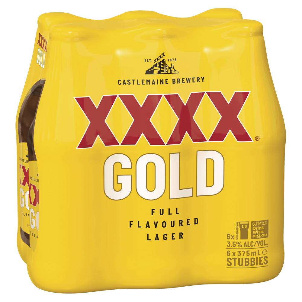 XXXX Gold Bottle 375mL X 6 pack