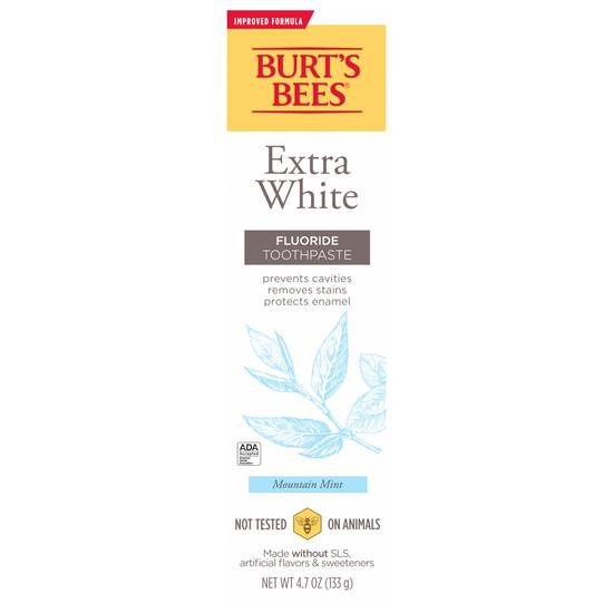 Burt's Bees Extra White Fluoride Toothpaste Zen Peppermint