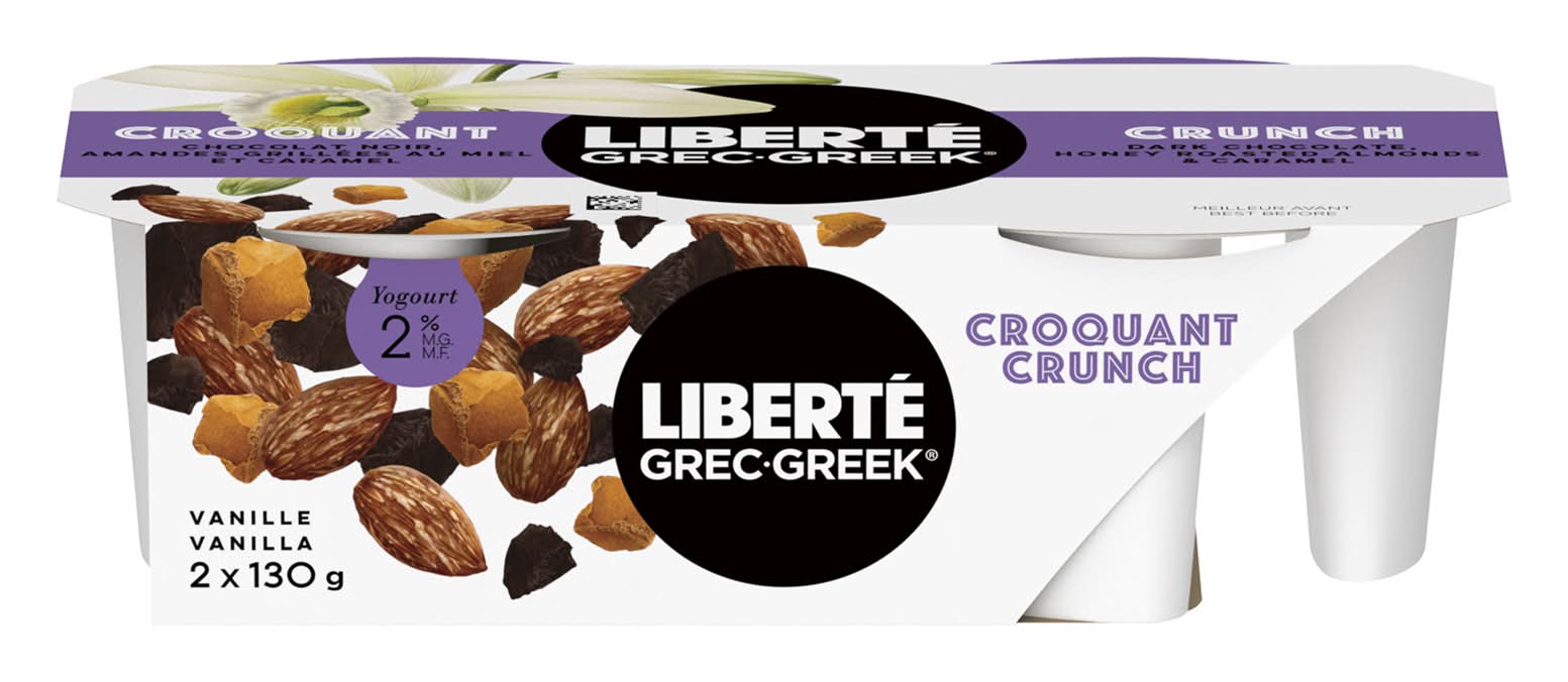 Liberté yaourt grec croquant 2% m.g. - crunchy greek yogurt 2% m.f. (2 pièces) (vanille)