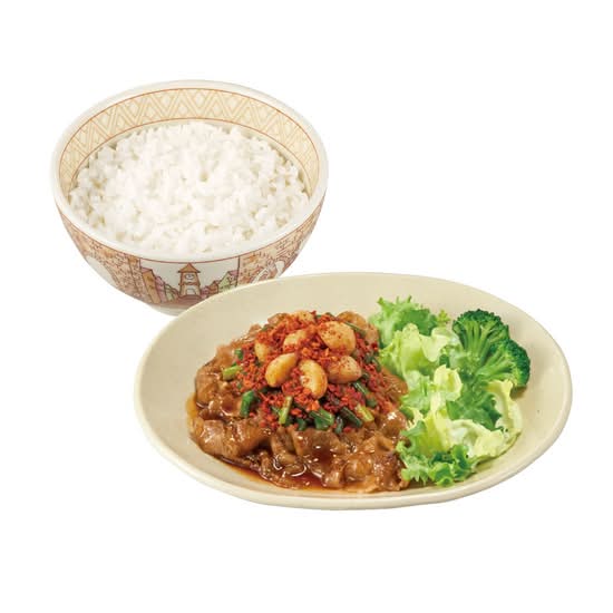 トリプルニンニク牛カルビ焼肉定食(ごはん大盛)　Grilled Beef Galbi Bento w/ Chili Garlic Sprout, Fried Garlic & Chili Garlic Flakes(Rice L)