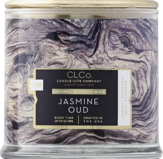 Clco Jasmine Oud Natural Wooden Wick Candle