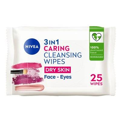 NIVEA Biodegradable Cleansing Face Wipes Dry Skin (25s)