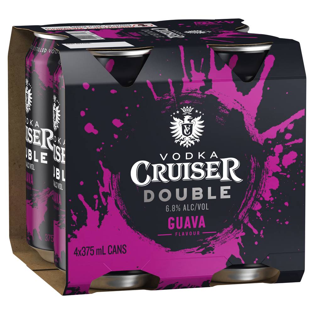 Vodka Cruiser Double Guava Can 375mL x Pack 4