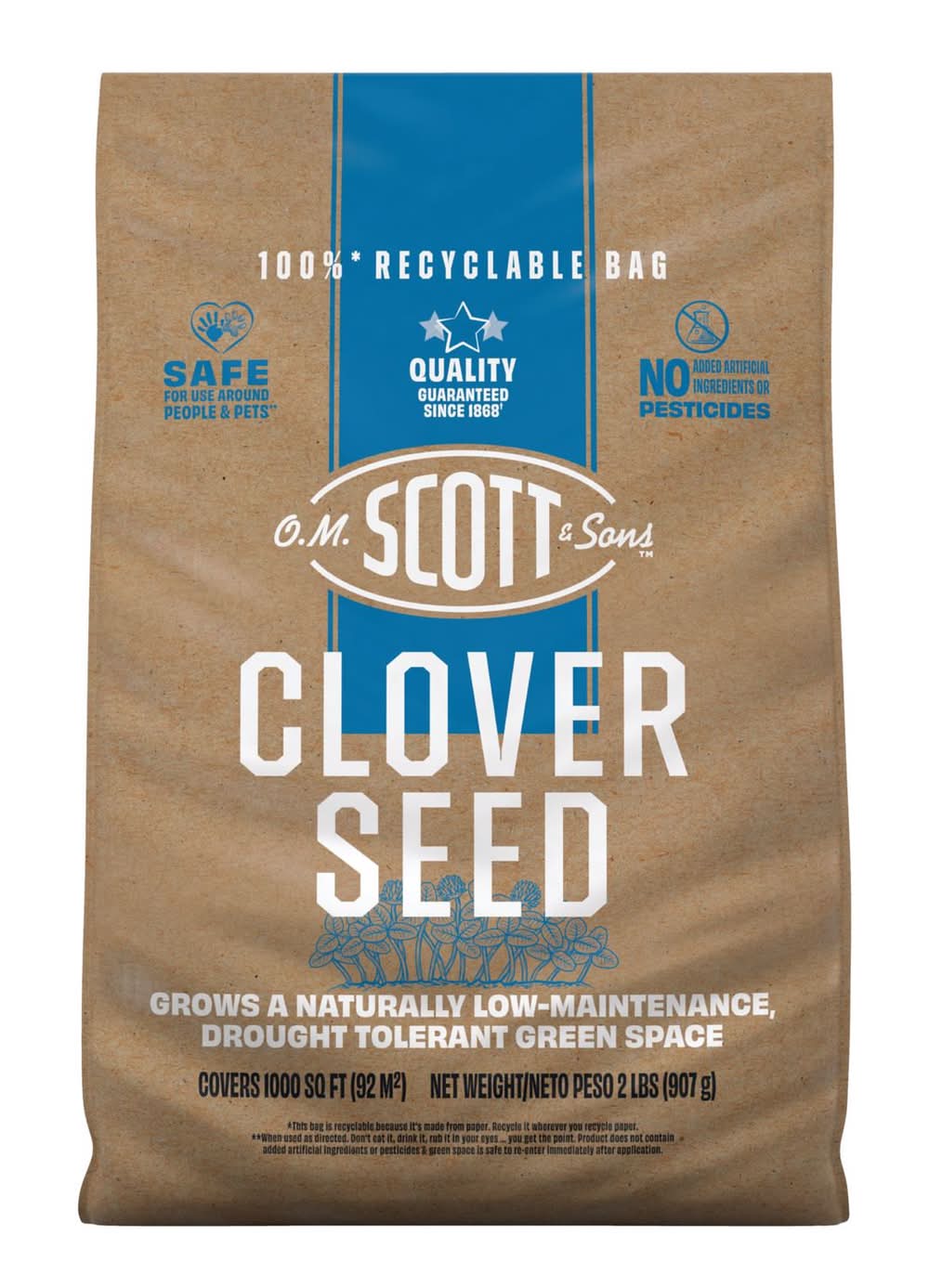 O.M. Scott & Sons Clover Grass Mix Sun Or Shade Fertilizer/Seed/Soil Improver 2 Lb