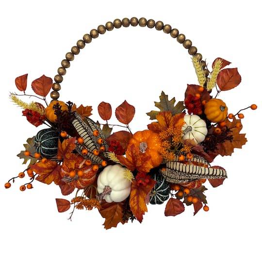 22" Pumpkin & Berry Beaded Wreath By Ashland