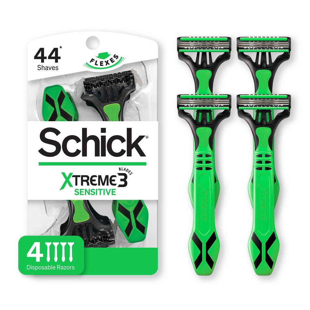 Schick Xtreme Sensitive 3-Blade Disposable Razors, 4 Ct