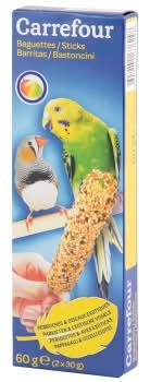 Barritas de semillas con fruta para periquitos Carrefour 2 ud.