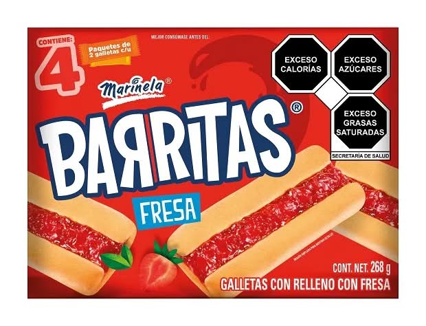 Barritas · Galletas con relleno, fresa (4 x 2 un)
