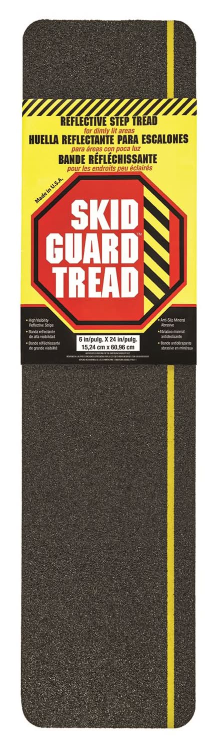 Skid Guard 6 In. W X 24 In. L Black/Yellow Stair Tread