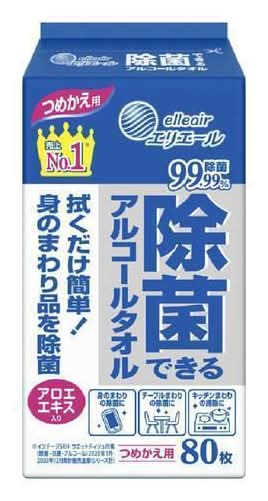エリエール除菌アルコール　ウェットティッシュ替     ８０枚入     07941692