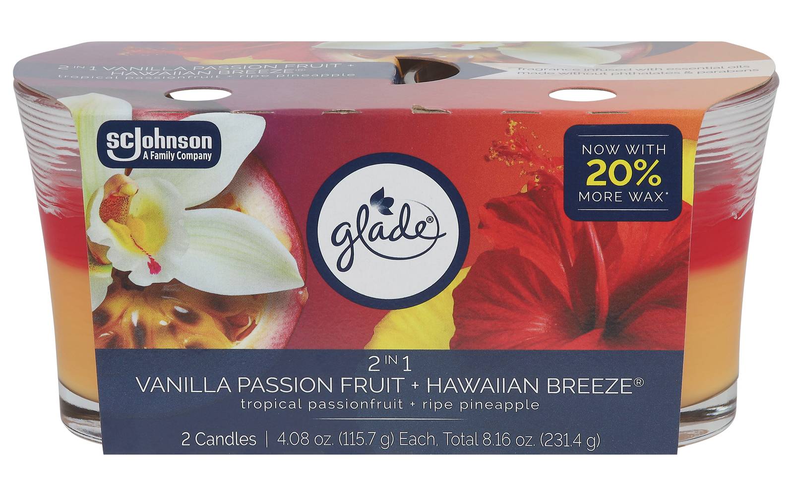 Glade Candles, Tropical Passionfruit-Ripe Pineapple (8.16 oz, 2 ct)