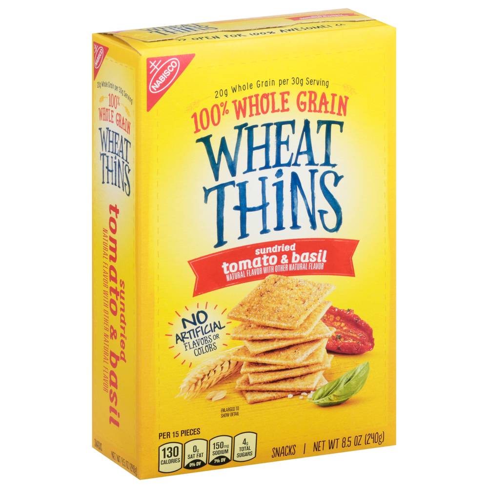 Wheat Thins 100% Whole Grain Cracker Snacks, Sundried Tomato-Basil (8.5 oz)