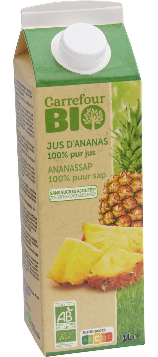 Carrefour Bio - Jus d'ananas bio 100% pur jus (1L)