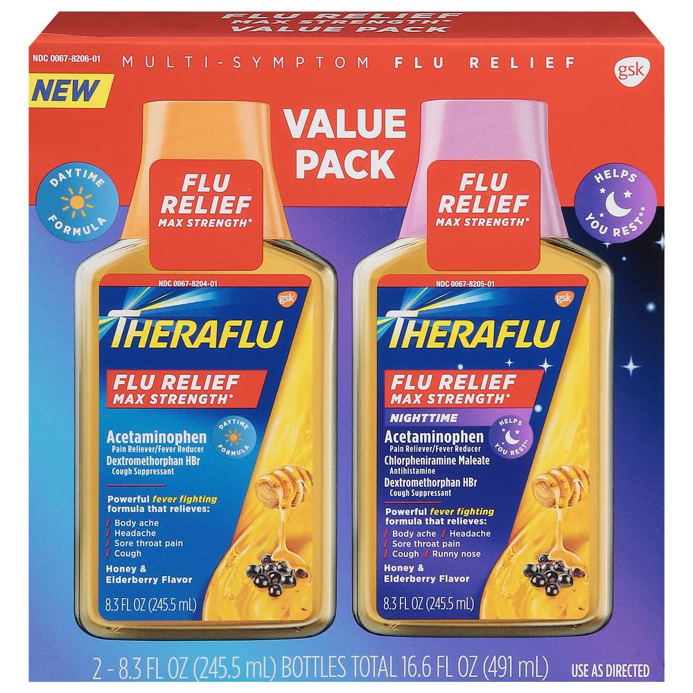 Theraflu Max Strength Daytime and Nighttime Flu Medicine (honey elderberry)