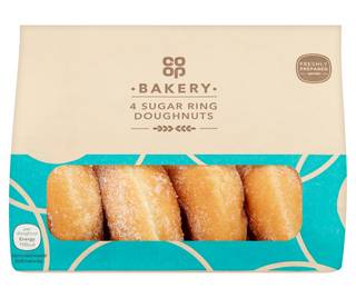 Co-op Bakery 4 Sugar Ring Doughnuts
