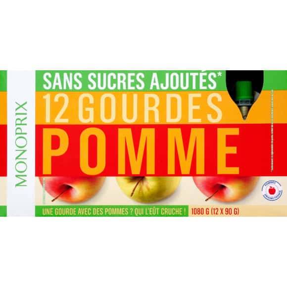 Monoprix Purée De Pommes Sans Sucres Ajoutés 12X90G Les 12 Gourdes De 90 G