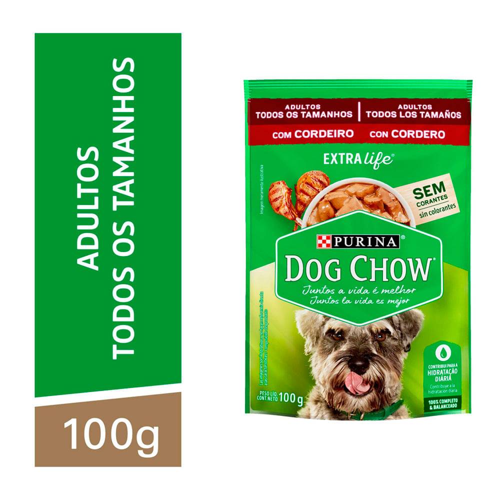 Purina · Ração úmida sabor cordeiro para cães adultos dog chow (100 g)