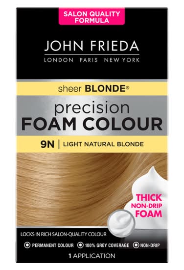 John Frieda 9N Light Natural Blonde, Precision Foam Colour Hair Dye (130ml)