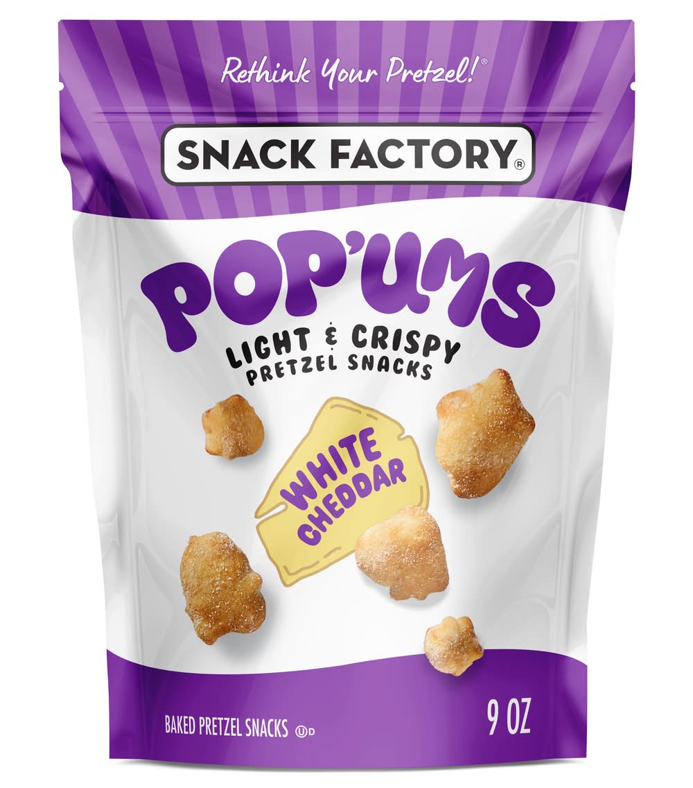 Snack Factory Pop'ums White Cheddar Baked Pretzel Snacks, Cheddar (9 oz)