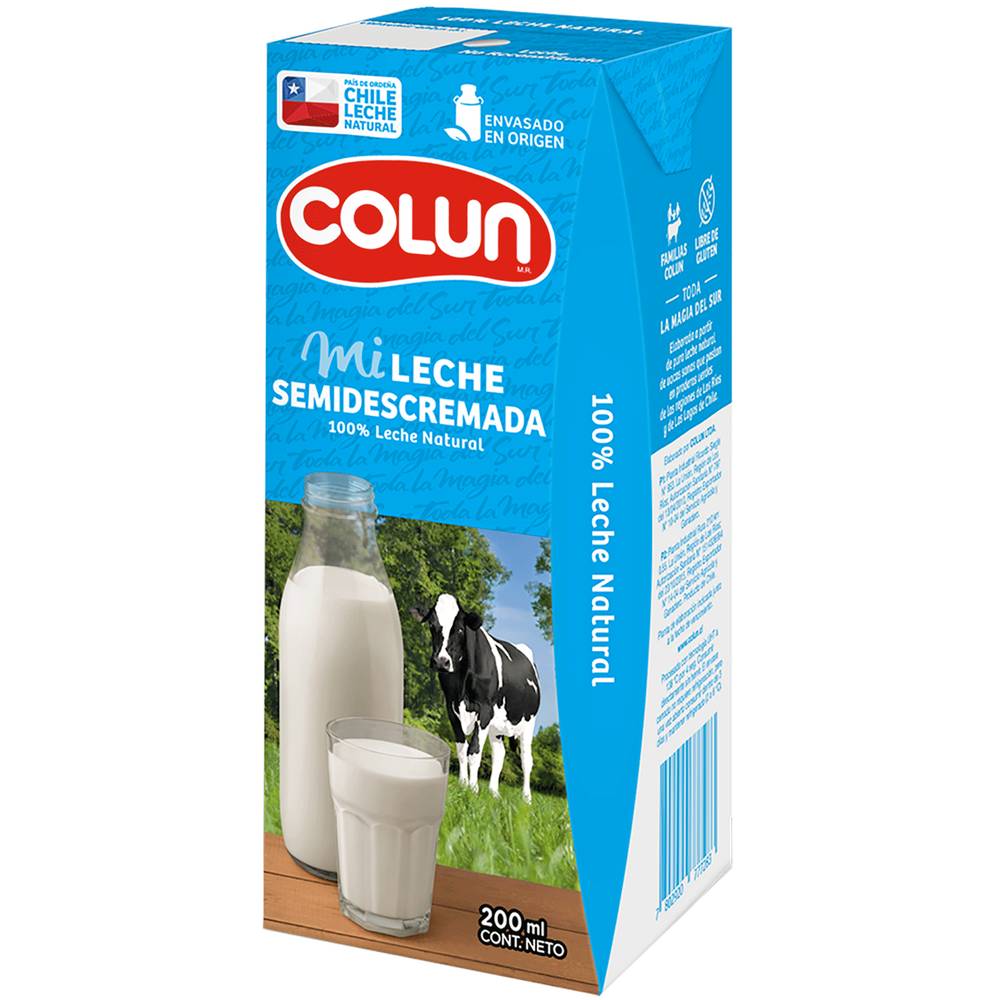 Colun leche semidescremada blanca (200 ml)