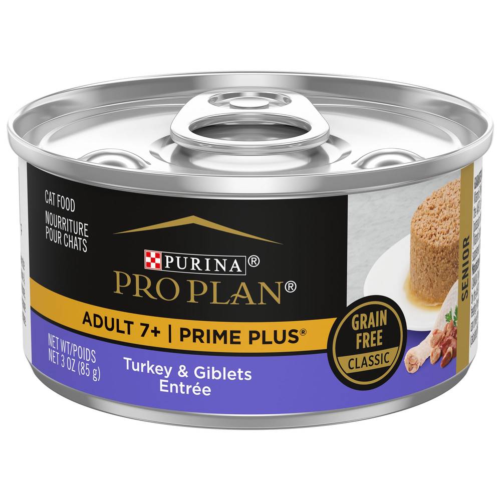 Purina Pro Plan Prime Plus Senior Wet Cat Food - Grain Free, High-Protein, 3 Oz (Flavor: Turkey & Giblets, Color: Assorted, Size: 3 Oz)