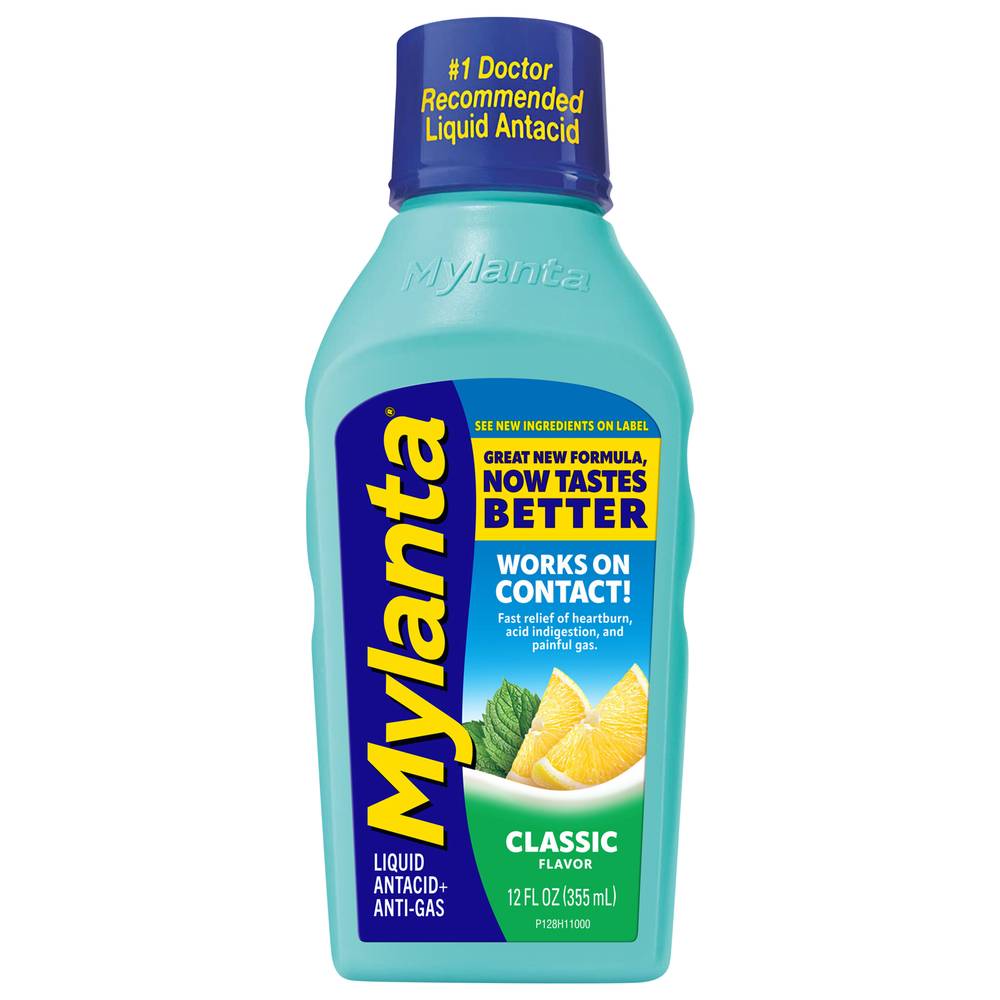 Mylanta Liquid Classic Flavor Antacid + Anti-Gas, Lemon - Mint (12 fl oz)